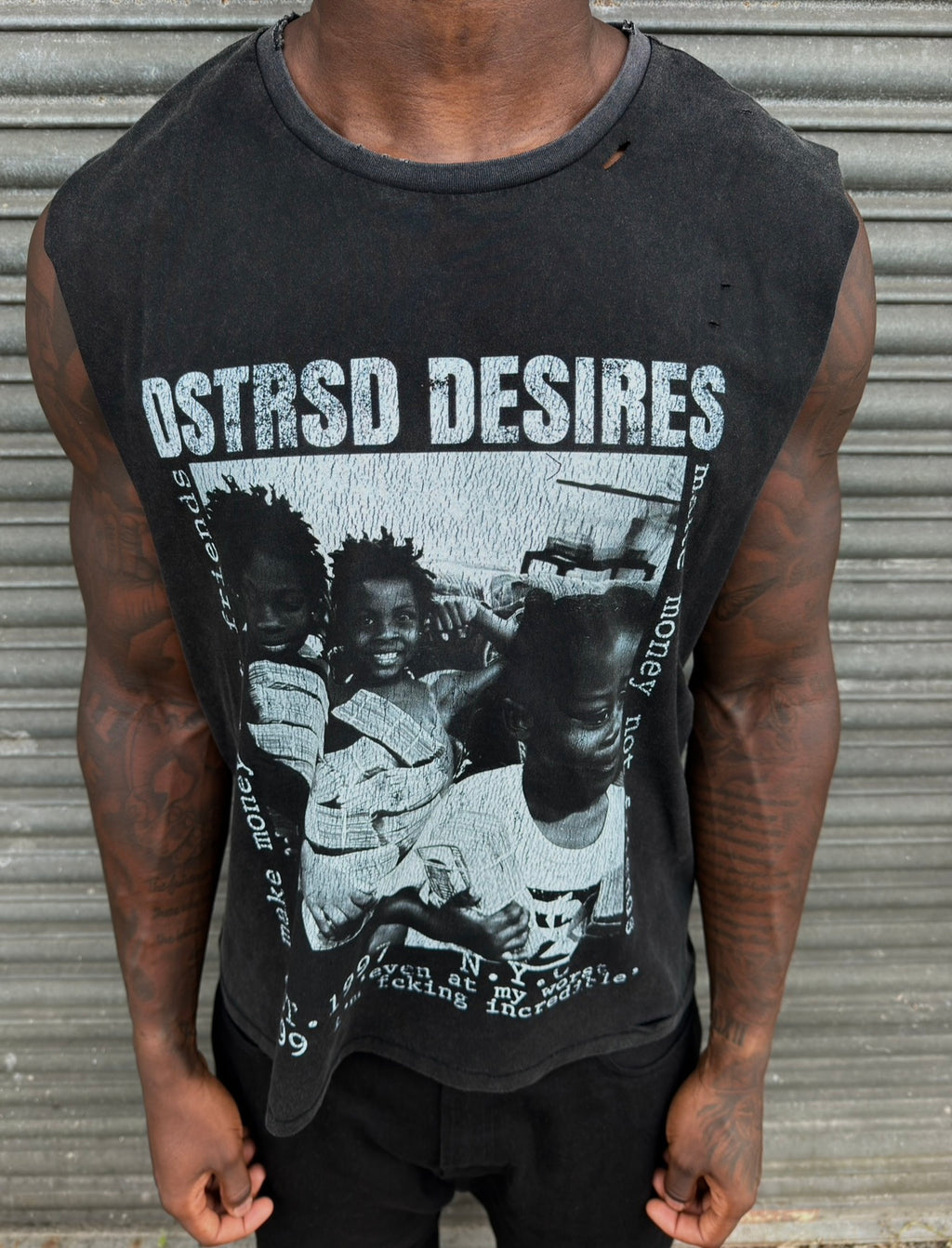 MAKE MONEY NOT FRIENDS SLEEVELESS TEE – Washed Black