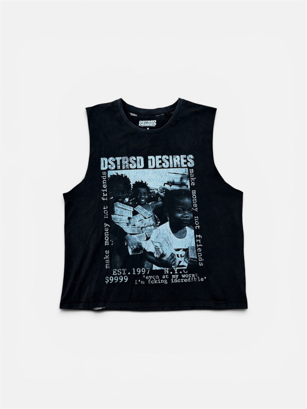 MAKE MONEY NOT FRIENDS SLEEVELESS TEE – Washed Black