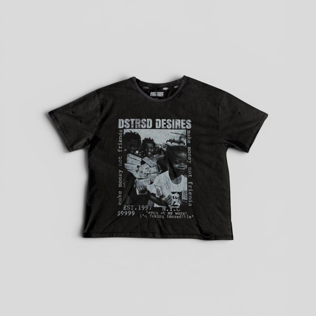 MAKE MONEY NOT FRIENDS TEE - Washed Black