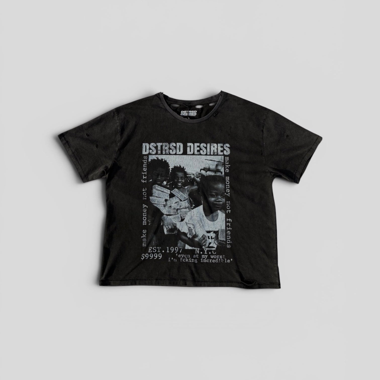 MAKE MONEY NOT FRIENDS TEE - Washed Black